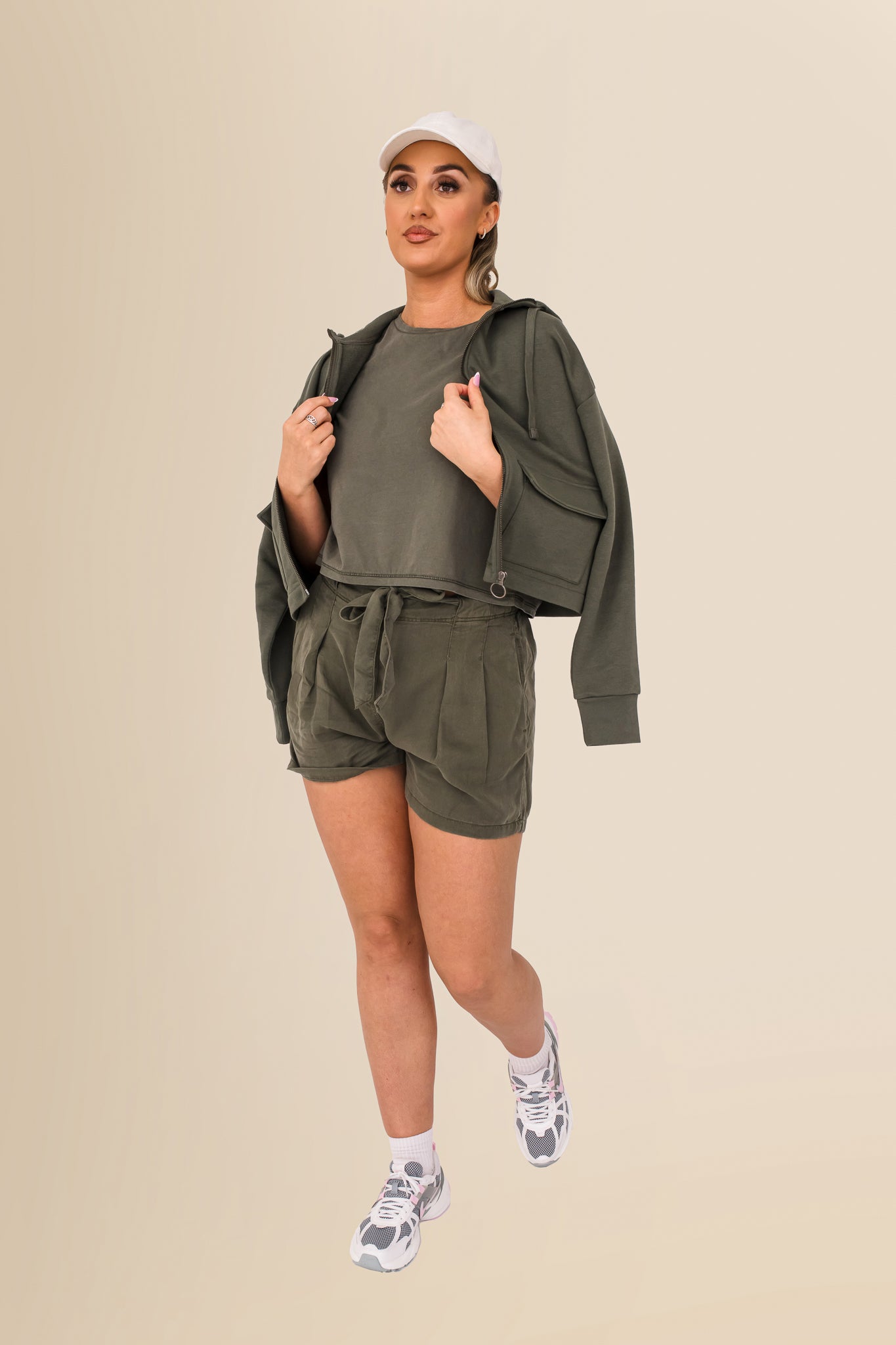 Women's Organic French Terry  Hooded Sweatshirt - Organic Khaki