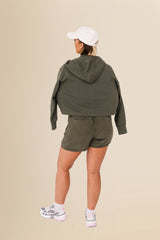 Women's Organic French Terry  Hooded Sweatshirt - Organic Khaki