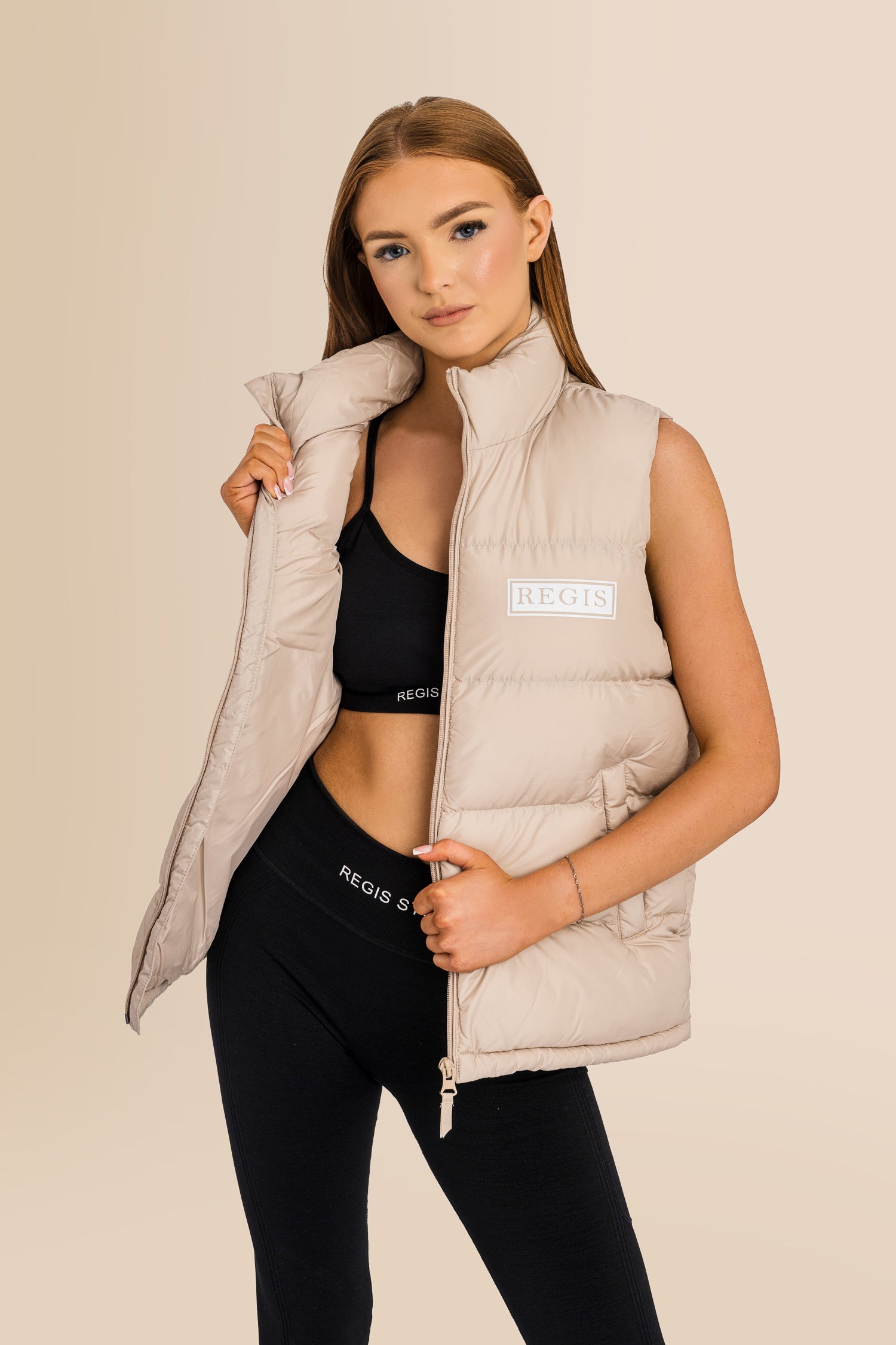 Padded Recycled Puffer Gilet - Desert Dust