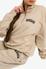 Organic Oversized French Terry Quater Zip Sweatshirt - Desert Dust