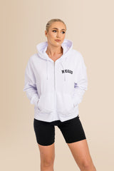 Organic Modern Medium Fit Zip-Through Hoodie - White