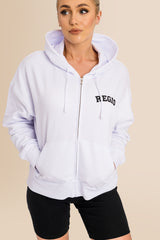 Organic Modern Medium Fit Zip-Through Hoodie - White