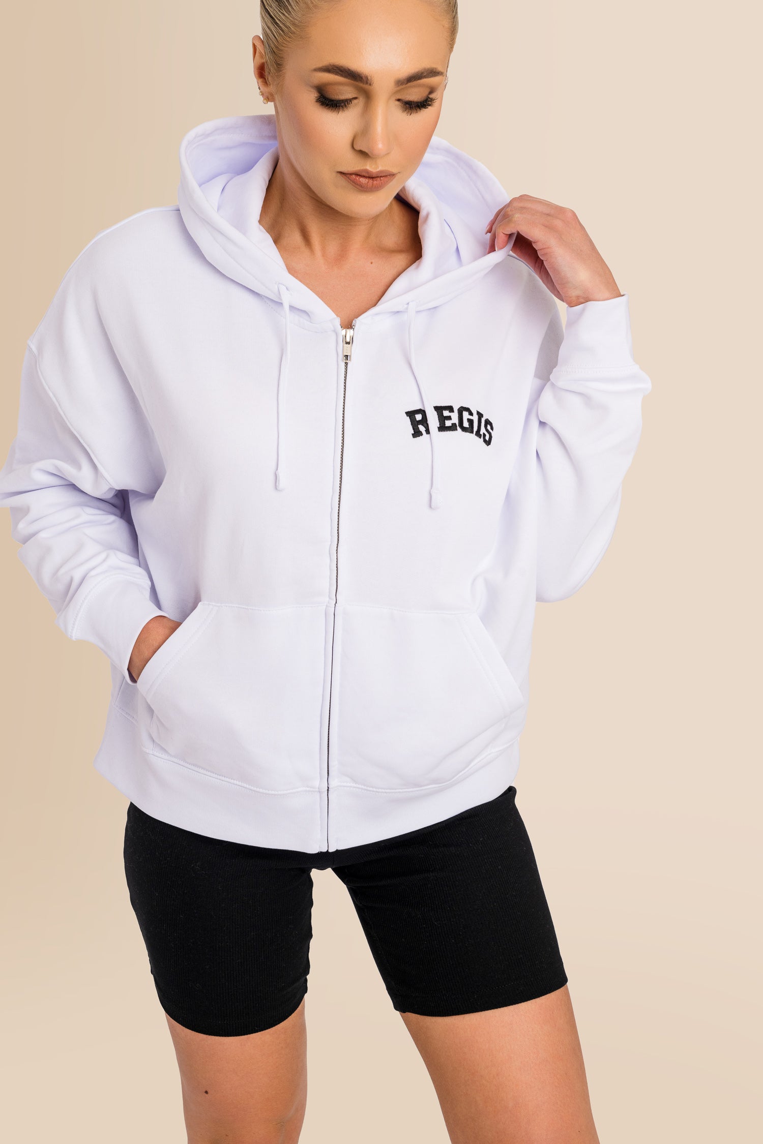 Organic Modern Medium Fit Zip-Through Hoodie - White