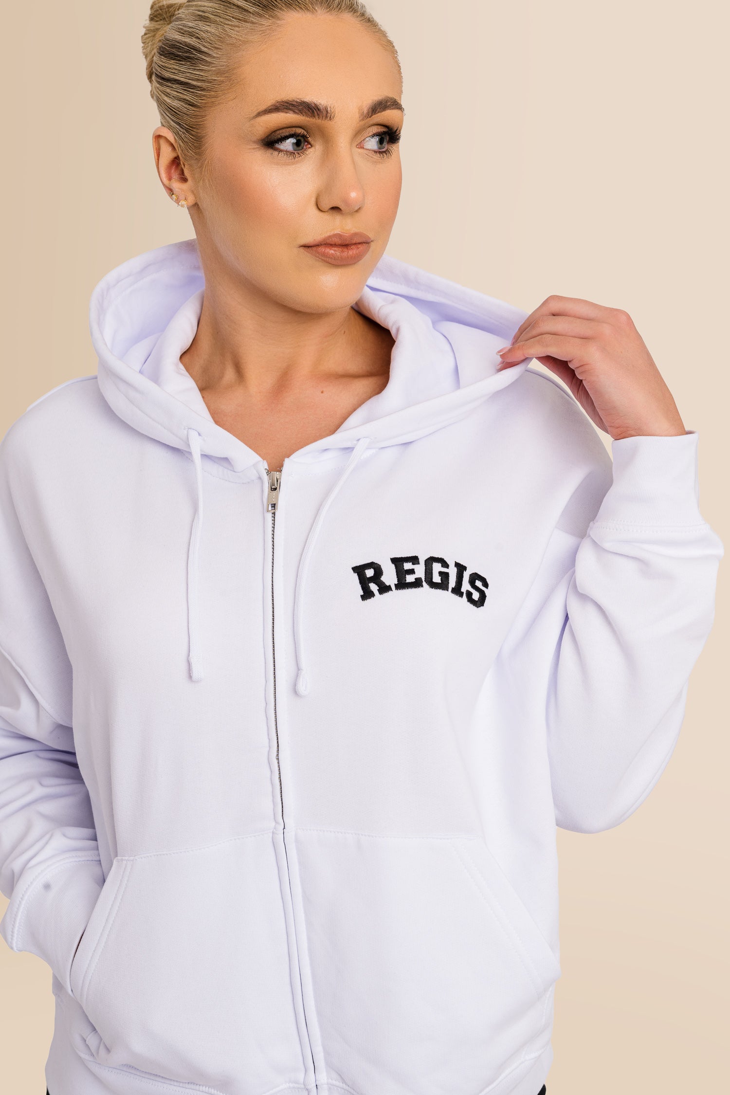 Organic Modern Medium Fit Zip-Through Hoodie - White