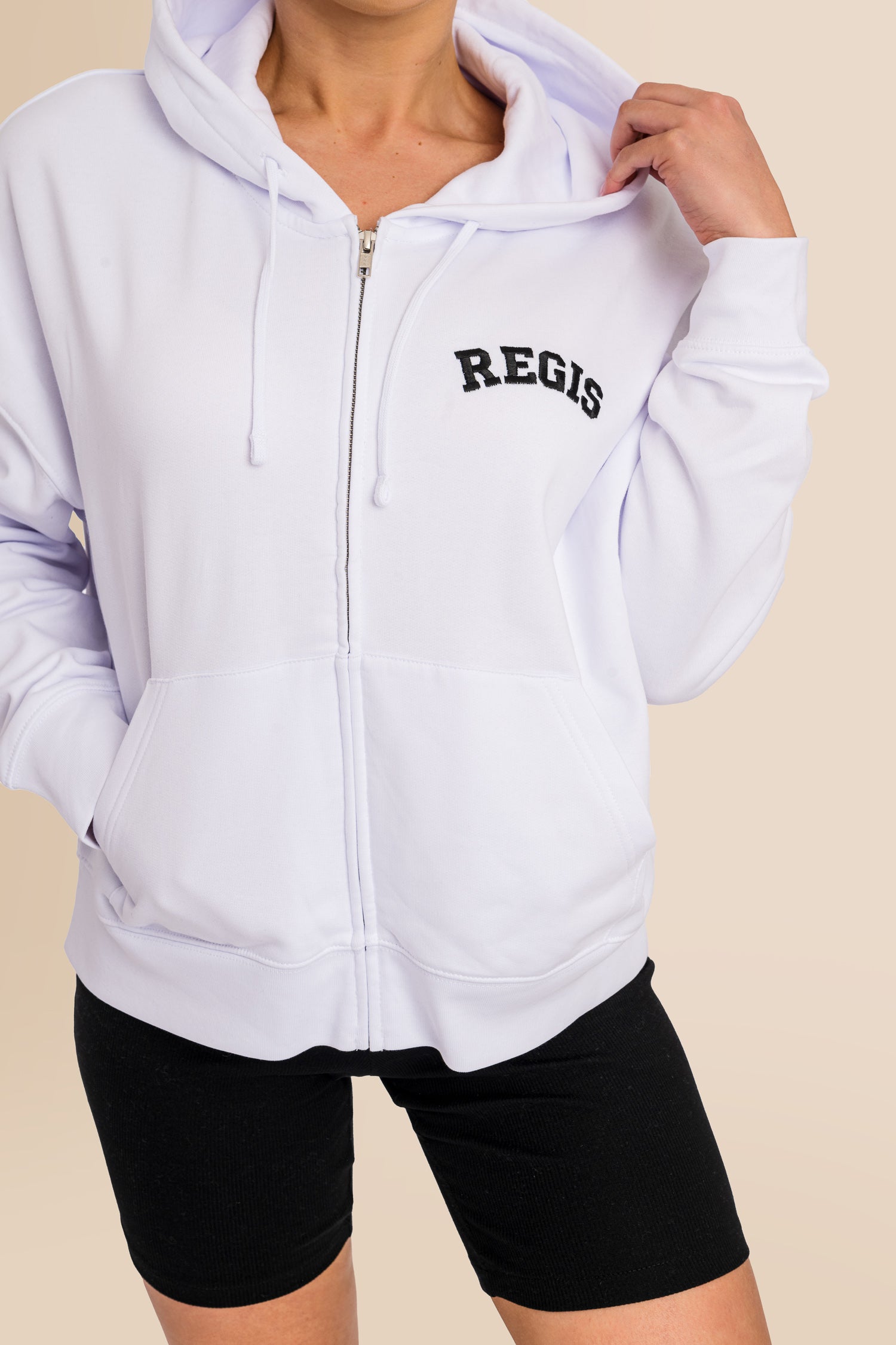 Organic Modern Medium Fit Zip-Through Hoodie - White