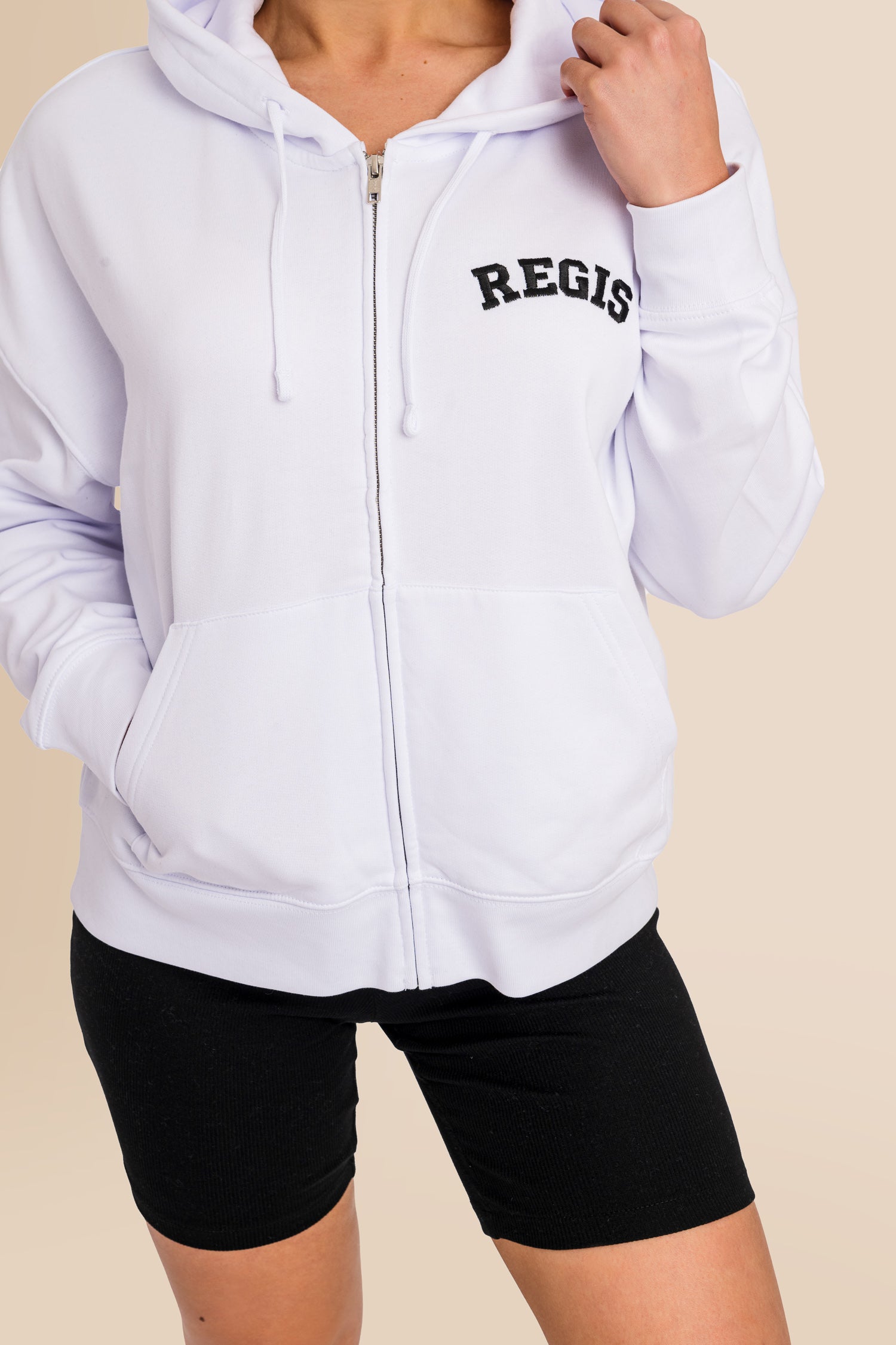 Organic Modern Medium Fit Zip-Through Hoodie - White