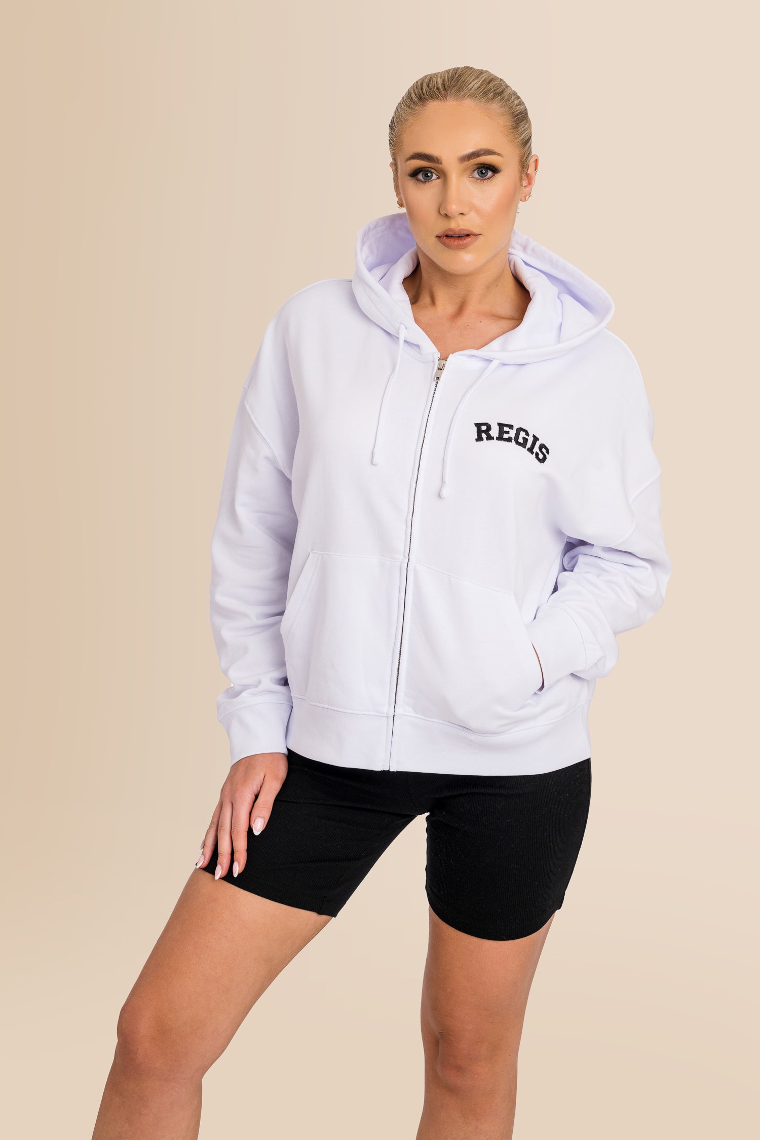 Organic Modern Medium Fit Zip-Through Hoodie - White