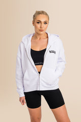 Organic Modern Medium Fit Zip-Through Hoodie - White