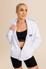 Organic Modern Medium Fit Zip-Through Hoodie - White