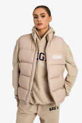 Padded Recycled Puffer Gilet - Desert Dust