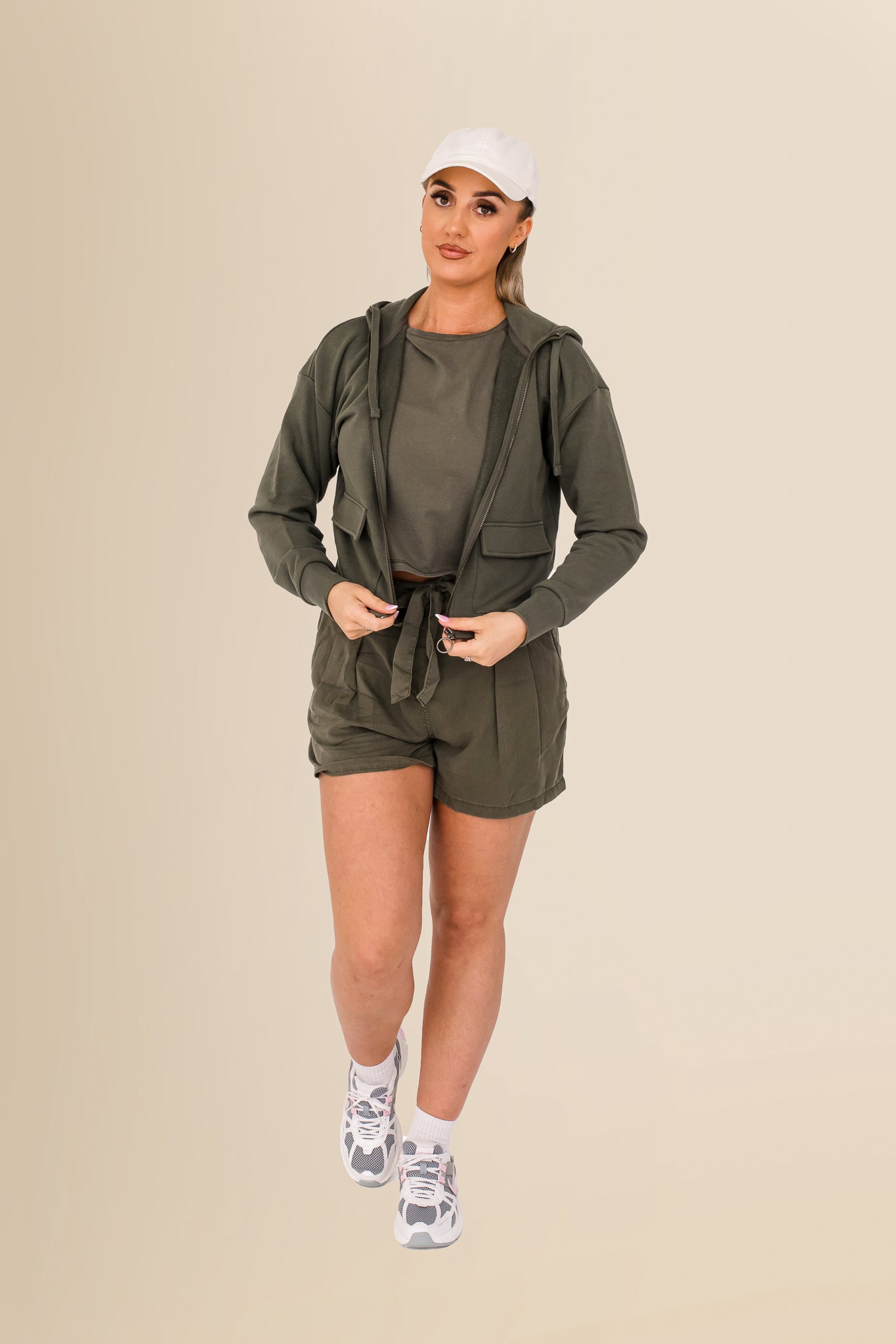 Women's Organic French Terry  Hooded Sweatshirt - Organic Khaki