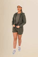 Women's Organic French Terry  Hooded Sweatshirt - Organic Khaki