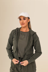 Women's Organic French Terry  Hooded Sweatshirt - Organic Khaki