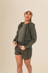 Women's Organic French Terry  Hooded Sweatshirt - Organic Khaki