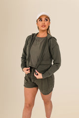 Women's Organic French Terry  Hooded Sweatshirt - Organic Khaki