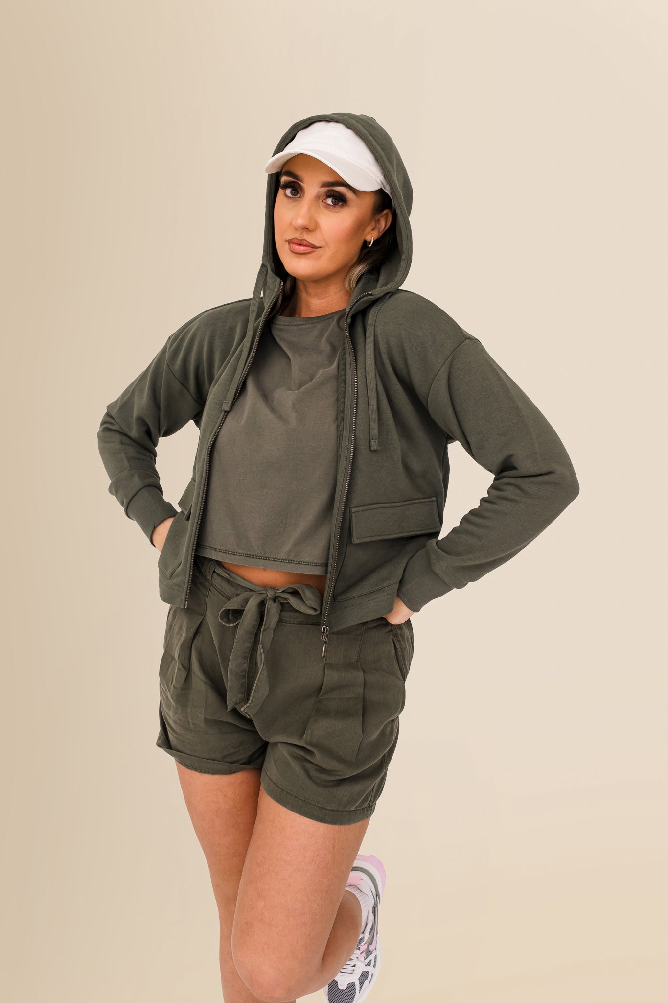 Women's Organic French Terry  Hooded Sweatshirt - Organic Khaki