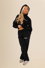 Unisex Oversized Organic Hooded Sweatshirt - Eco-Conscious Comfort - Black