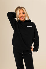 Unisex Oversized Organic Hooded Sweatshirt - Eco-Conscious Comfort - Black