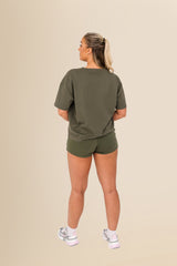 Eco-Friendly Women's French Terry Shorts - 100% Organic - Washed Organic Khaki