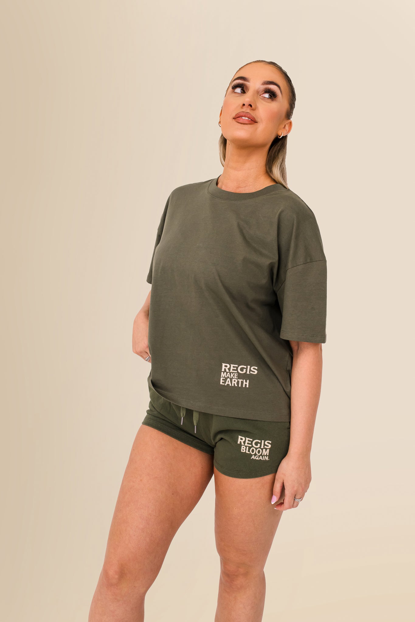 Women's Oversized Tee – 100% Organic Cotton - Organic Khaki