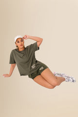 Eco-Friendly Women's French Terry Shorts - 100% Organic - Washed Organic Khaki