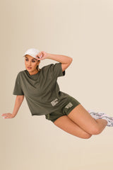 Eco-Friendly Women's French Terry Shorts - 100% Organic - Washed Organic Khaki