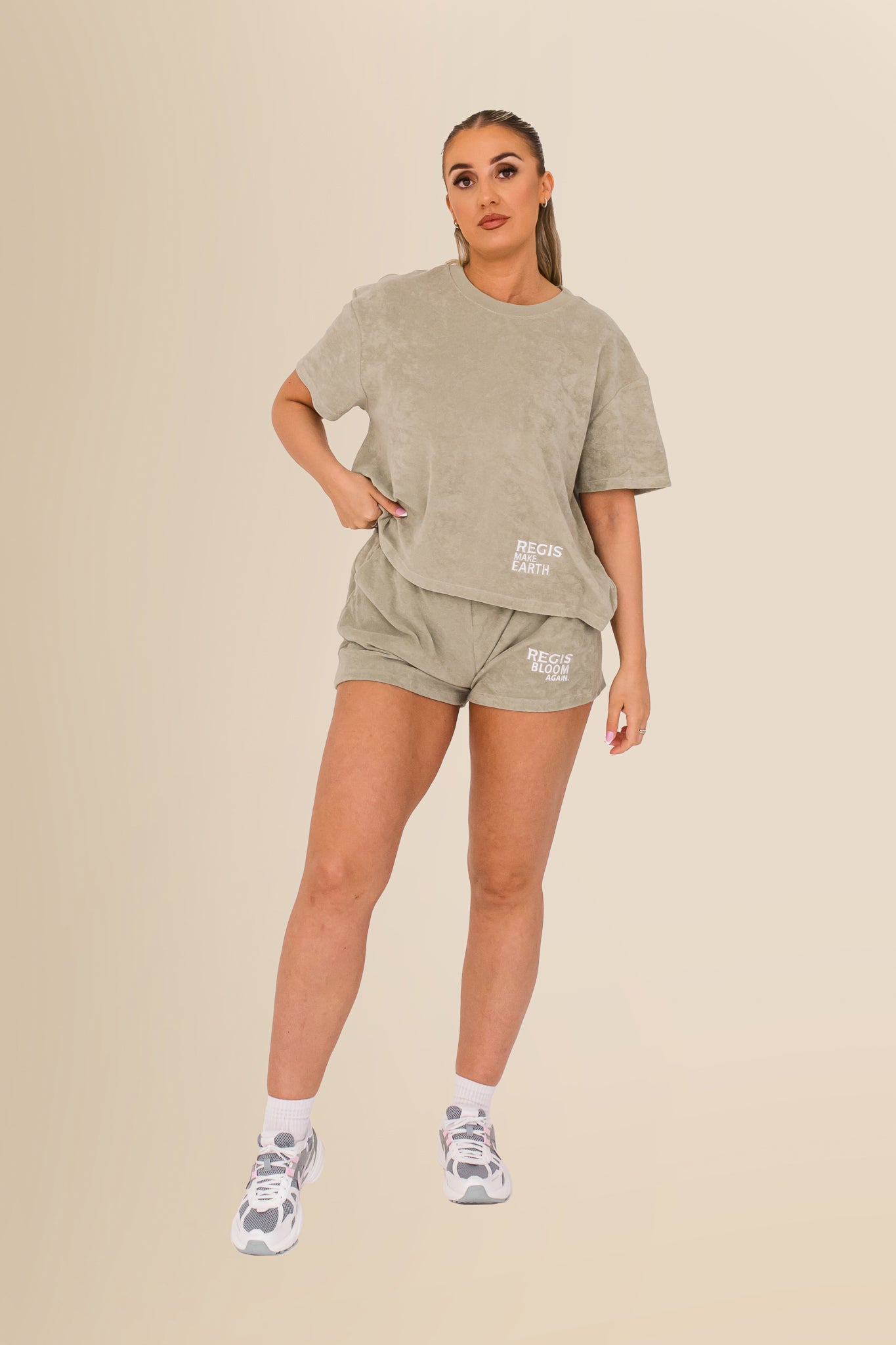 Women’s Terry Towel Shorts – Organic Comfort Blend - Almond Green