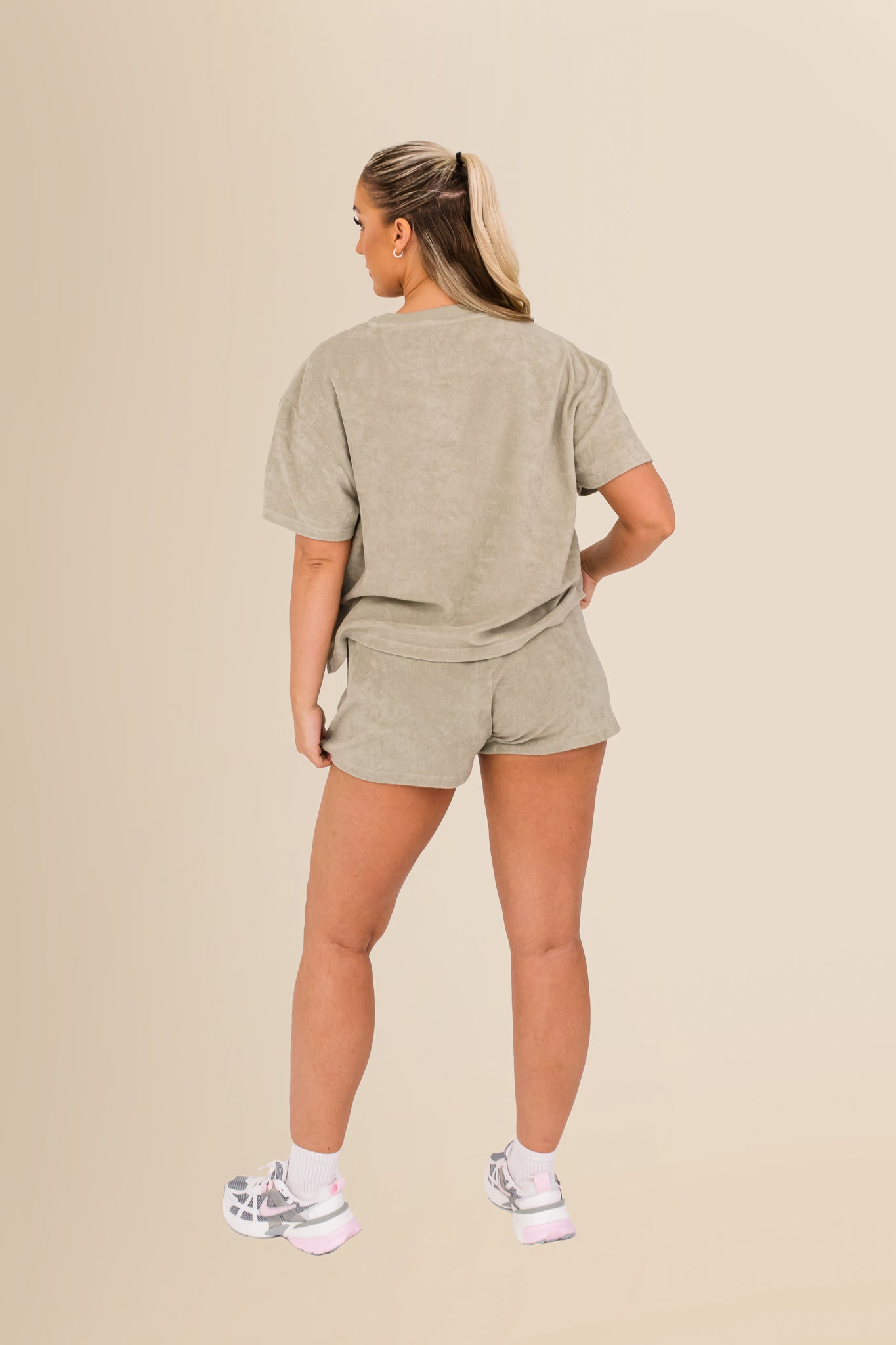 Women’s Terry Towel Shorts – Organic Comfort Blend - Almond Green