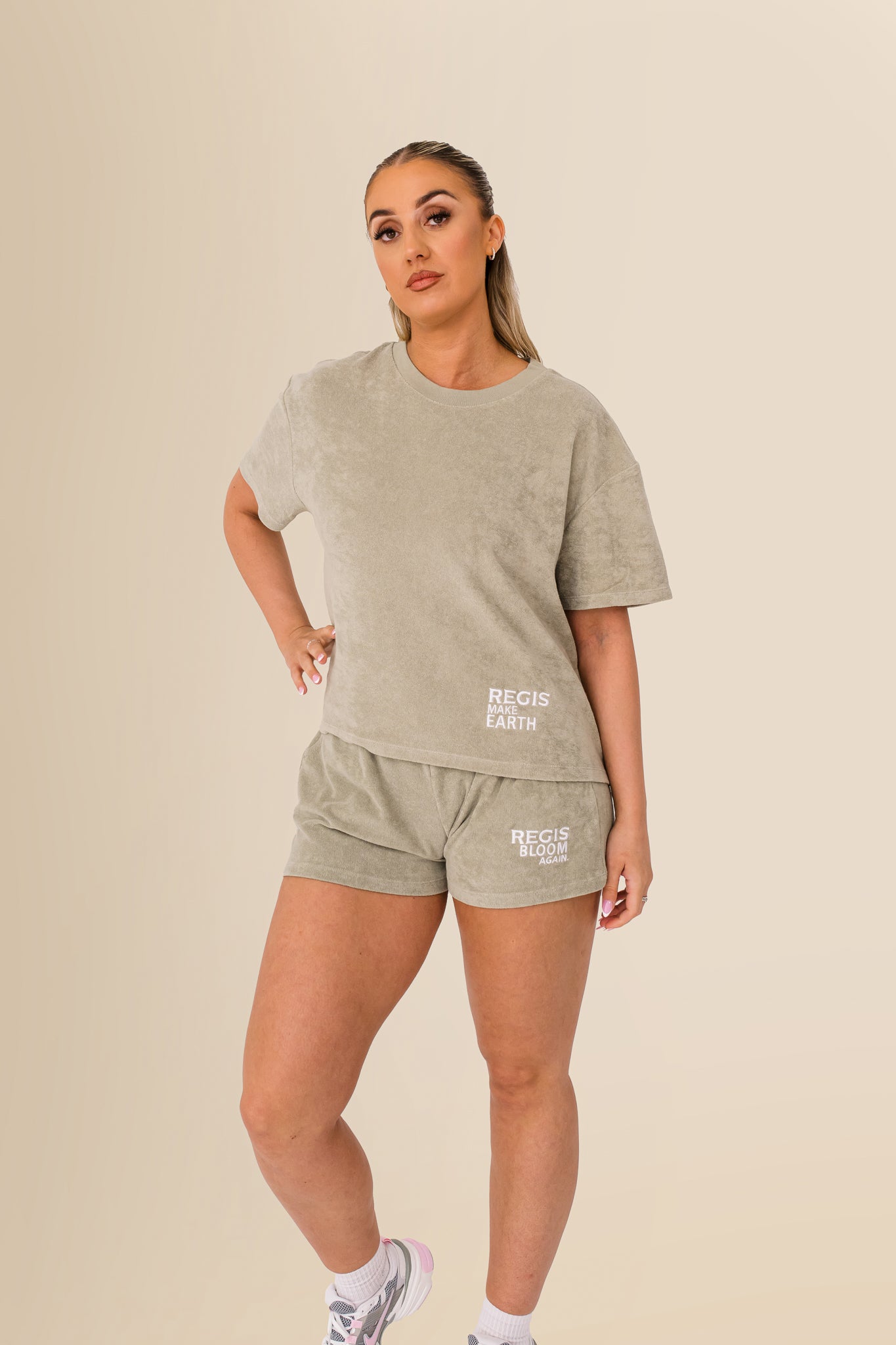 Women’s Terry Towel Shorts – Organic Comfort Blend - Almond Green