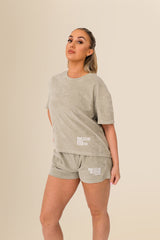 Women’s Terry Towel Shorts – Organic Comfort Blend - Almond Green