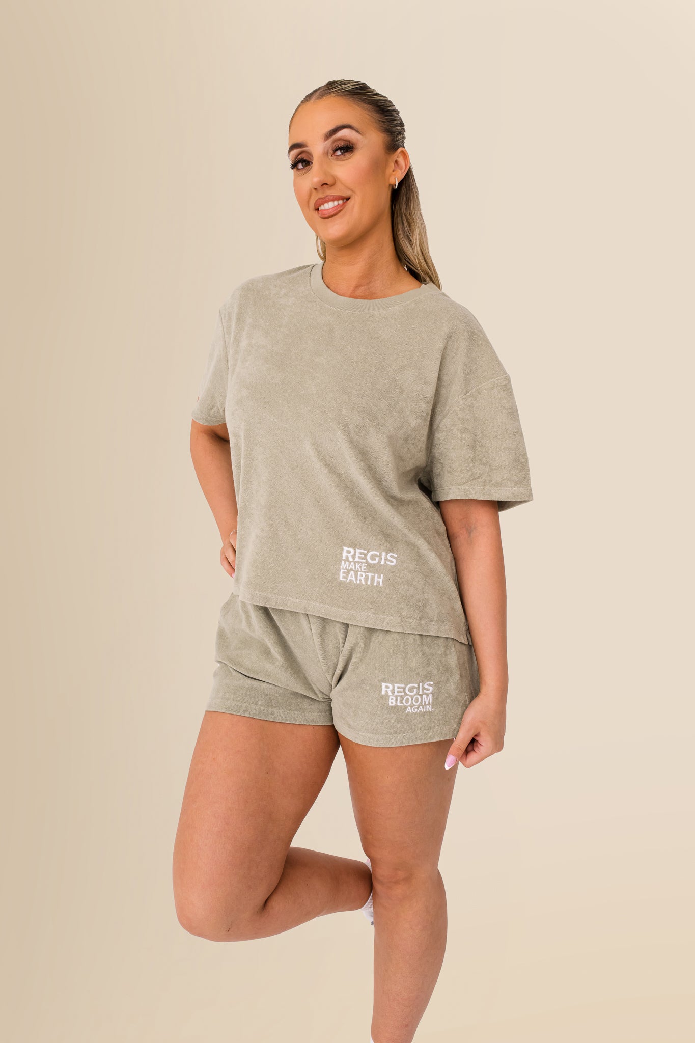 Women’s Terry Towel Shorts – Organic Comfort Blend - Almond Green