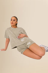 Women’s Terry Towel Shorts – Organic Comfort Blend - Almond Green