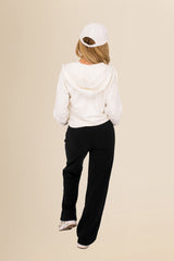 Women's Organic French Terry  Hooded Sweatshirt - Ivory