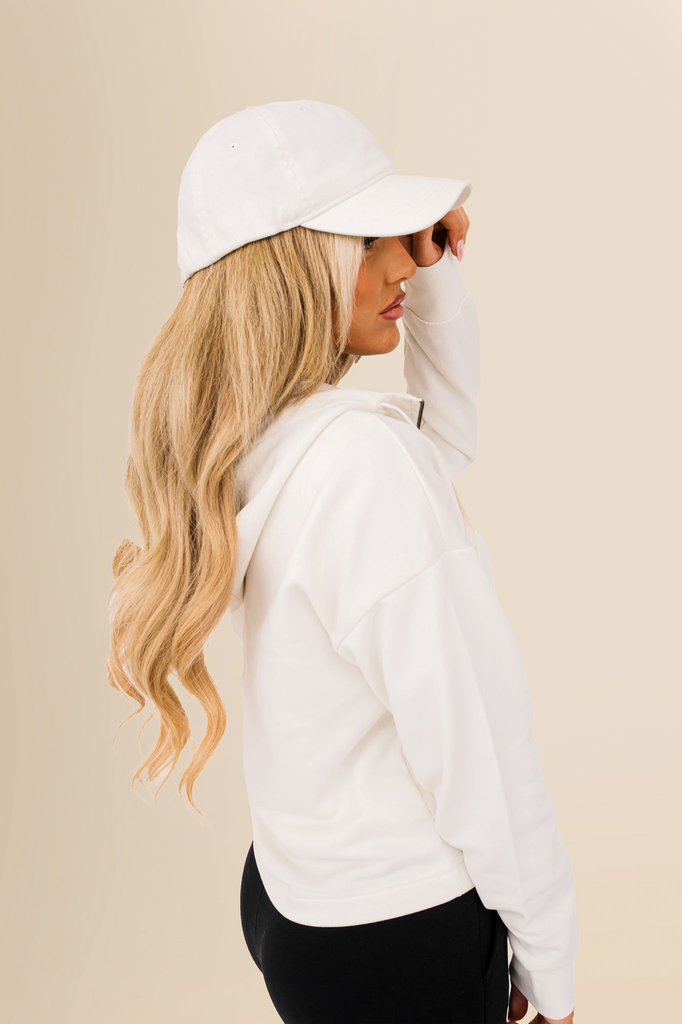 Women's Organic French Terry  Hooded Sweatshirt - Ivory