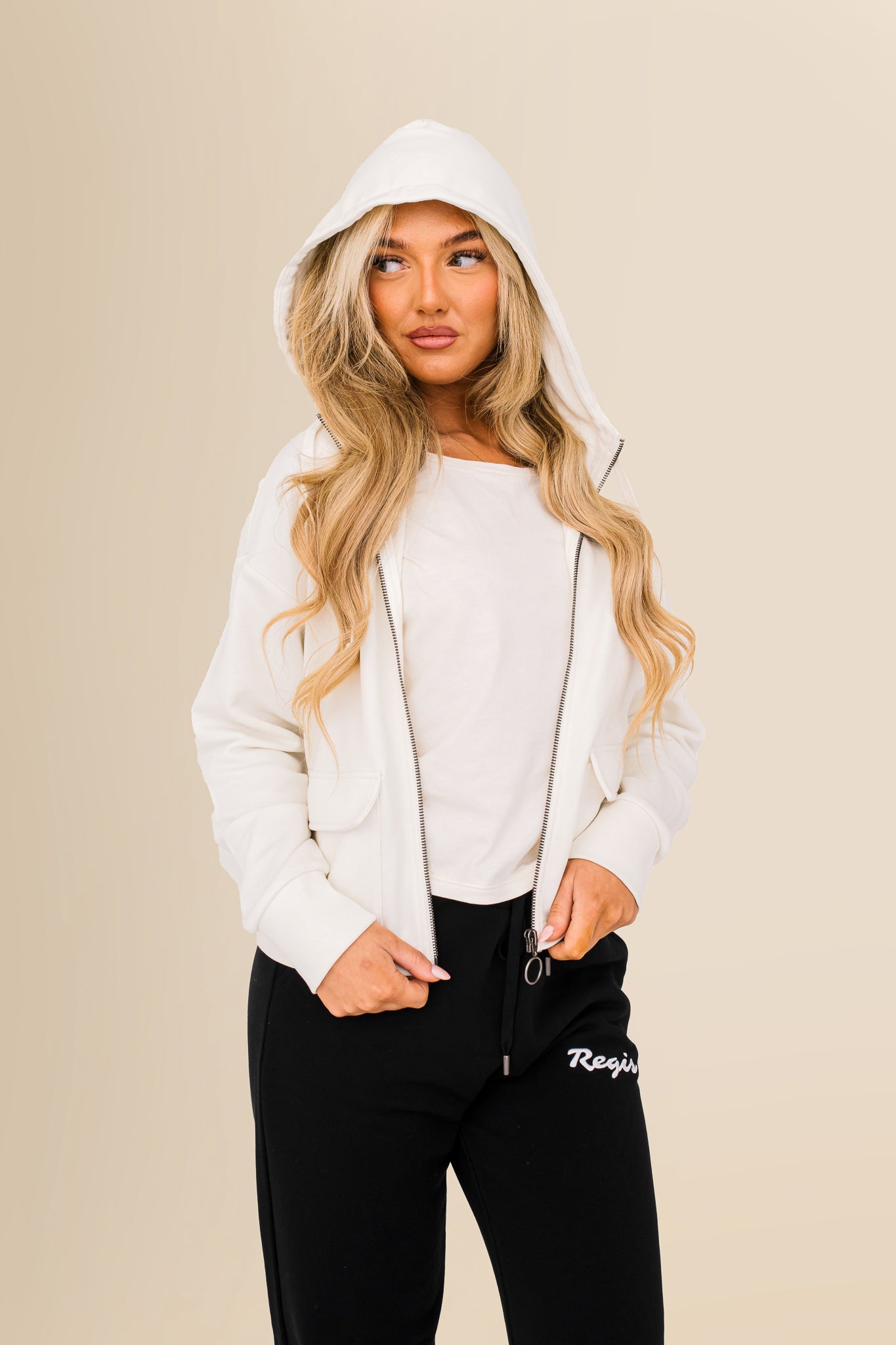 Women's Organic French Terry  Hooded Sweatshirt - Ivory