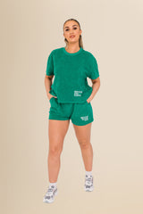 Women’s Terry Towel Shorts – Organic Comfort Blend - Malachite Green