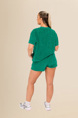 Women’s Terry Towel Shorts – Organic Comfort Blend - Malachite Green