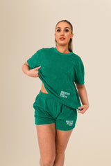 Women’s Terry Towel Shorts – Organic Comfort Blend - Malachite Green