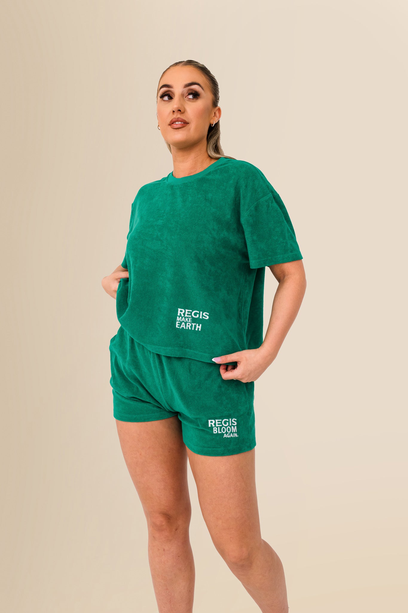 Women’s Terry Towel Shorts – Organic Comfort Blend - Malachite Green