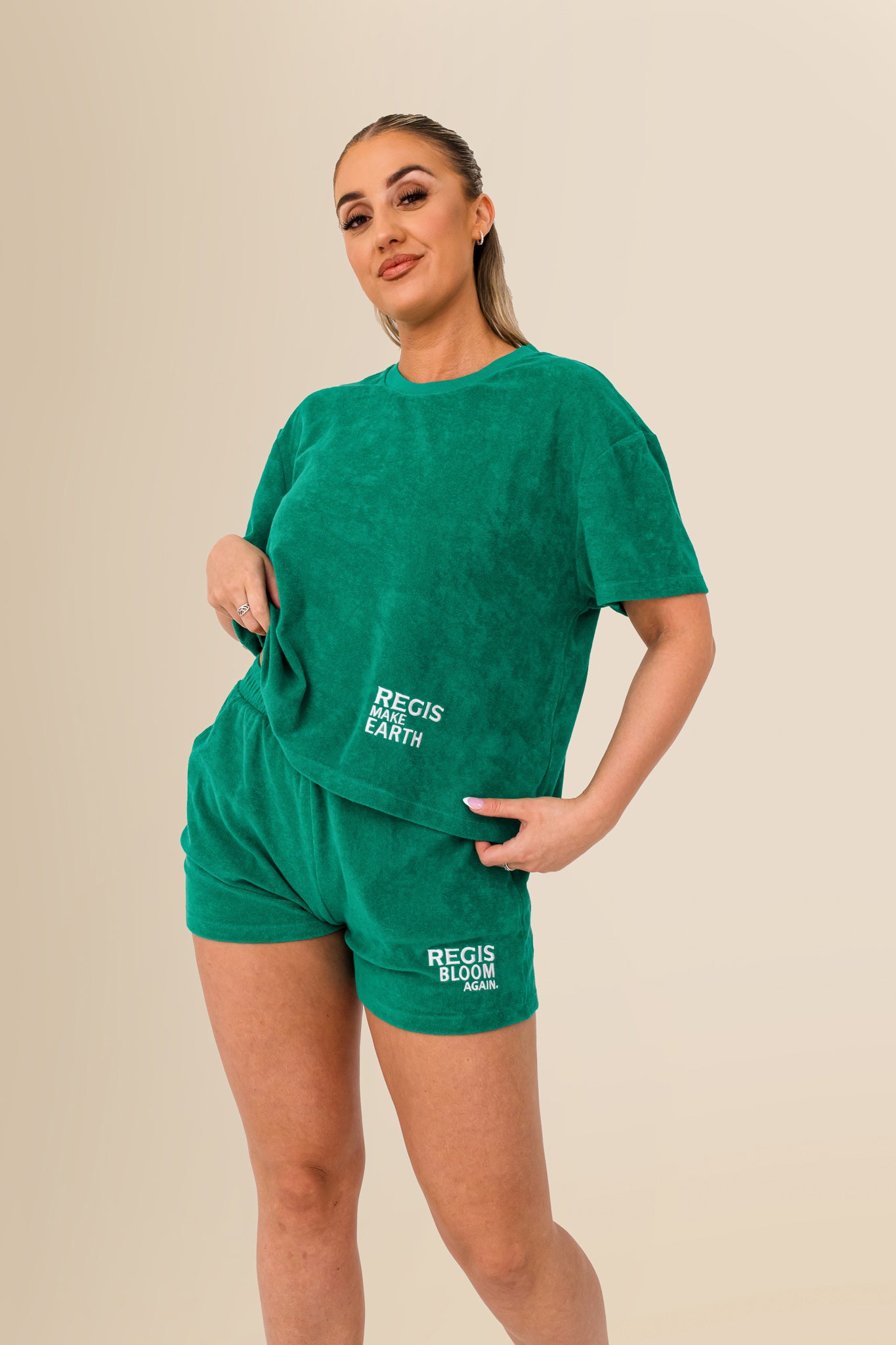 Women’s Terry Towel Shorts – Organic Comfort Blend - Malachite Green