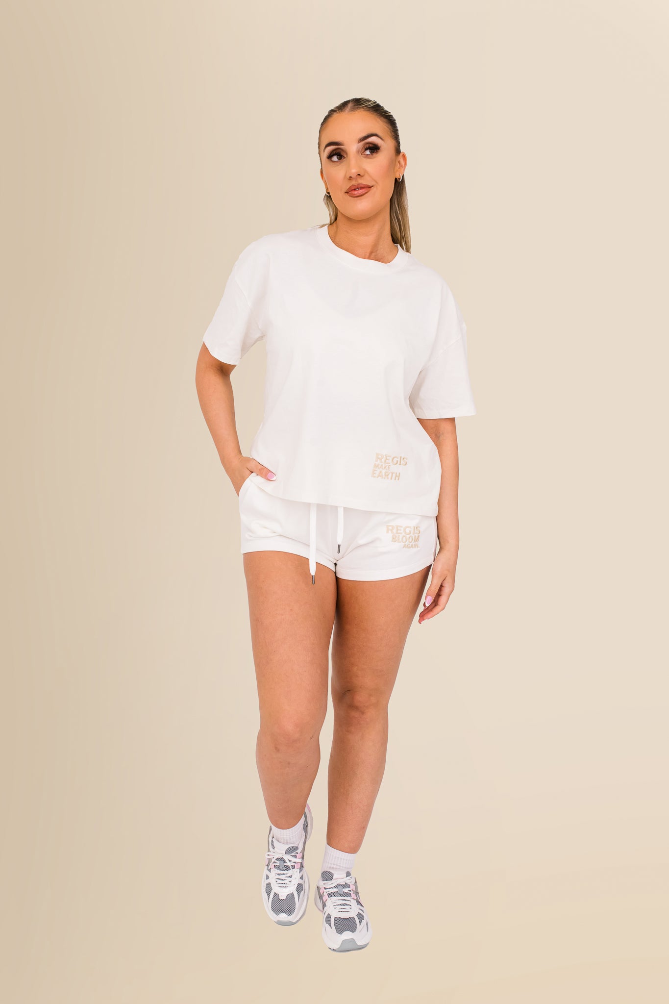 Eco-Friendly Women's French Terry Shorts - 100% Organic - Washed Ivory