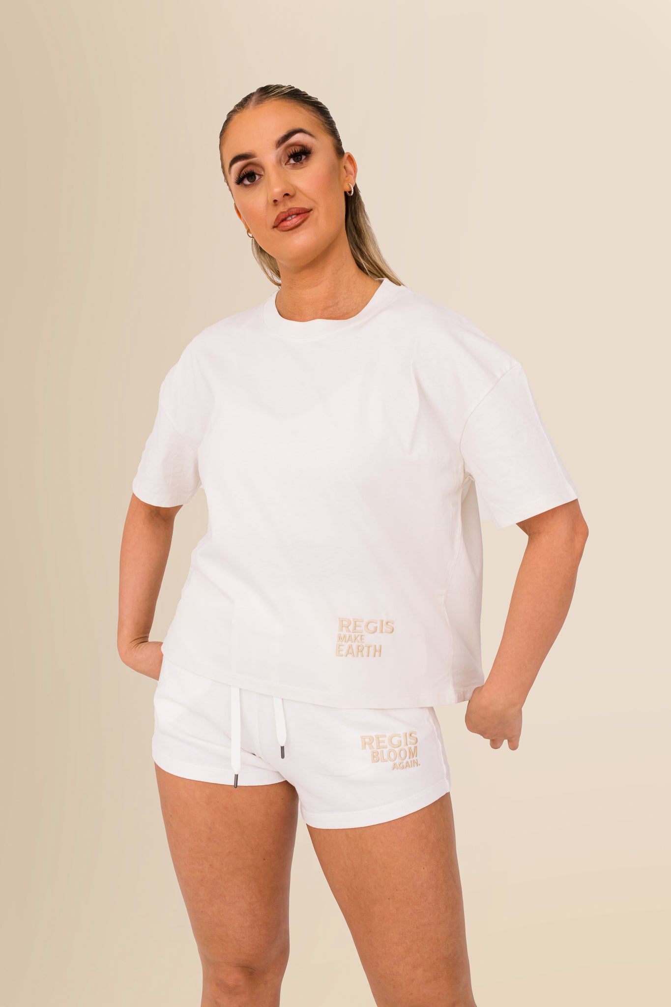 Eco-Friendly Women's French Terry Shorts - 100% Organic - Washed Ivory