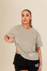 Women's Terry Towel Oversized T-Shirt – Organic Cotton Blend - Almond Green