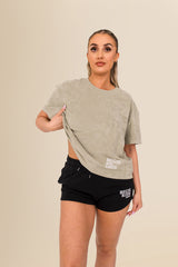 Women's Terry Towel Oversized T-Shirt – Organic Cotton Blend - Almond Green