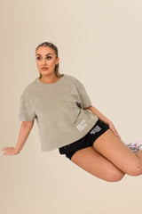 Women's Terry Towel Oversized T-Shirt – Organic Cotton Blend - Almond Green