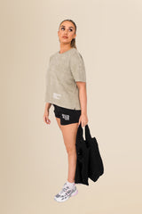 Women's Terry Towel Oversized T-Shirt – Organic Cotton Blend - Almond Green