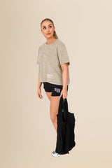 Women's Terry Towel Oversized T-Shirt – Organic Cotton Blend - Almond Green