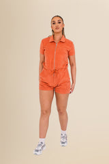Women's Terry Towel Zipped Jumpsuit – Organic Cotton Blend - Pomelo
