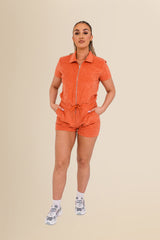 Women's Terry Towel Zipped Jumpsuit – Organic Cotton Blend - Pomelo