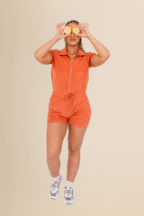 Women's Terry Towel Zipped Jumpsuit – Organic Cotton Blend - Pomelo